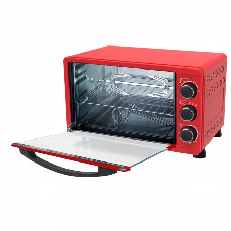 Piekarnik elektryczny TurboTronic 23L termoobieg rożno grill 1500W Czerwony TT-EV23 RED