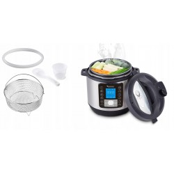 Szybkowar elektryczny TurboTronic kombiwar Multicooker moc 1000W poj. 6L Srebrny TT-DPC8 SILVER