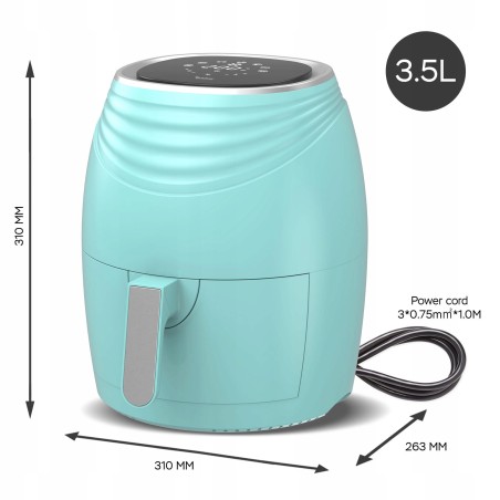 Frytkownica beztłuszczowa TurboTronic frytownica cyfrowa 3,5L 1400w Turkusowa TT-AF11D TURQUOISE