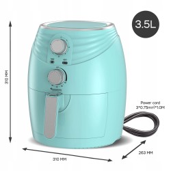 Frytkownica beztłuszczowa TurboTronic frytownica manualna 3,5L 1400w Turkusowa TT-AF11M TURQUOISE