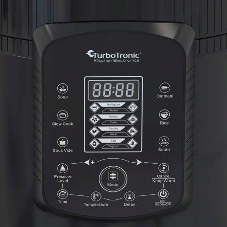 Szybkowar TurboTronic garnek elektryczny multicoocer kombiwar parowar 6L 1000W 70 kpa 14 programów Czarny