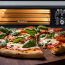 Piec do pizzy mini piekarnik 400°c TurboTronic akcesoria kamień taca blacha ruszt szczypce rękawica 2000w Czarny