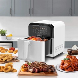 Frytownica beztłuszczowa TurboTronic air fryer metalowe wnętrze wyświetlacz 1600w 6L Biała