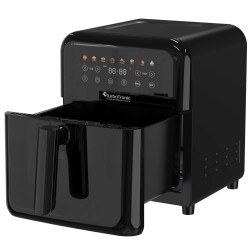 Frytownica beztłuszczowa TurboTronic air fryer metalowe wnętrze wyświetlacz 1600w 6L Czarna