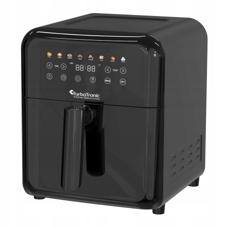 Frytownica beztłuszczowa TurboTronic air fryer metalowe wnętrze wyświetlacz 1600w 6L Czarna