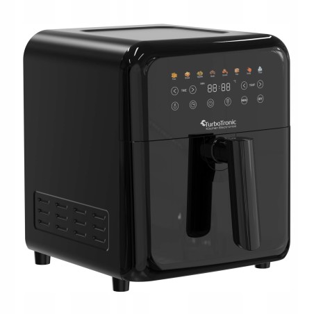 Frytownica beztłuszczowa TurboTronic air fryer metalowe wnętrze wyświetlacz 1600w 6L Czarna