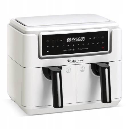 Frytownica beztłuszczowa TurboTronic air fryer dwie komory 2x 3.8L 1750w metalowe wnętrze 7,6L Biały