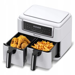 Frytownica beztłuszczowa TurboTronic air fryer dwie komory 2x 3.8L 1750w metalowe wnętrze 7,6L Biały