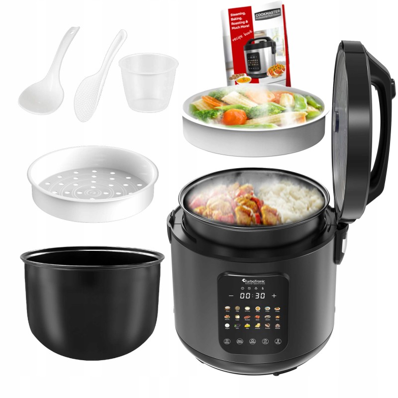 Multicooker parowar szybkowar TurboTronic kombiwar garnek elektryczny frytownica 5L 860W Czarny