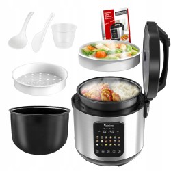 Multicooker parowar szybkowar TurboTronic kombiwar garnek elektryczny frytownica 5L 860W Srebrny