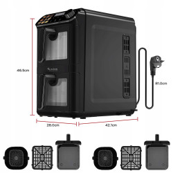 Pionowa frytkownica TurboTronic frytownica beztłuszczowa 2 kosze z okienkiem cyfrowa 11L 2460w Czarna TT-AF510D