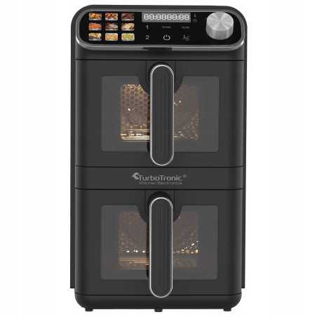 Pionowa frytkownica TurboTronic frytownica beztłuszczowa 2 kosze z okienkiem cyfrowa 11L 2460w Czarna TT-AF510D