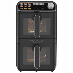 Pionowa frytkownica TurboTronic frytownica beztłuszczowa 2 kosze z okienkiem cyfrowa 11L 2460w Czarna TT-AF510D