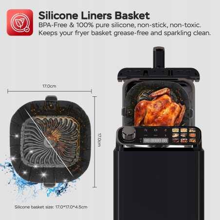 Pionowa frytkownica TurboTronic frytownica beztłuszczowa 2 kosze z okienkiem cyfrowa 11L 2460w Czarna TT-AF510D