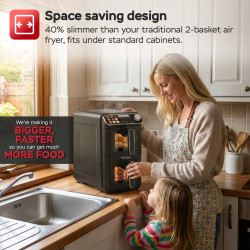 Pionowa frytkownica TurboTronic frytownica beztłuszczowa 2 kosze z okienkiem cyfrowa 11L 2460w Czarna TT-AF510D