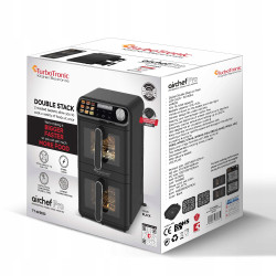 Pionowa frytkownica TurboTronic frytownica beztłuszczowa 2 kosze z okienkiem cyfrowa 11L 2460w Czarna TT-AF510D