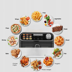Pionowa frytkownica TurboTronic frytownica beztłuszczowa 2 kosze z okienkiem cyfrowa 11L 2460w Czarna TT-AF510D