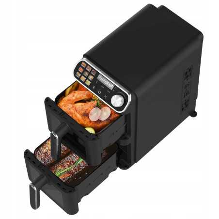 Pionowa frytkownica TurboTronic frytownica beztłuszczowa 2 kosze z okienkiem cyfrowa 11L 2460w Czarna TT-AF510D