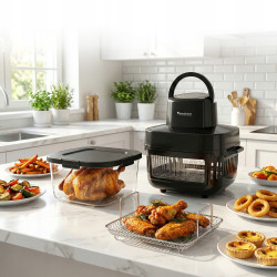 Frytownica beztłuszczowa 6L TurboTronic Air Fryer szklany kosz do smażenia 1600w Czarny TT-AFG6 BLACK