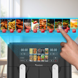 Frytownica beztłuszczowa 9L TurboTronic AIR Fryer 2x4.5L dwie komory metalowe wnętrze 2200w Czarna TT-DAF8