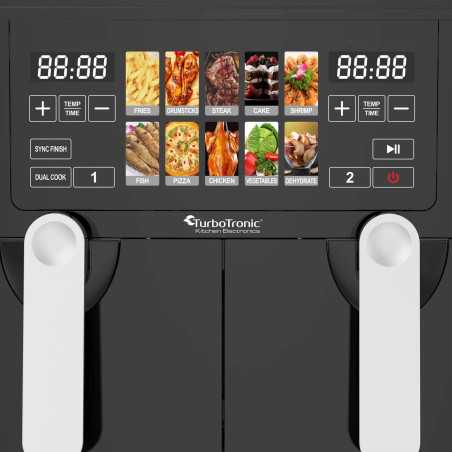 Frytownica beztłuszczowa 9L TurboTronic AIR Fryer 2x4.5L dwie komory metalowe wnętrze 2200w Czarna TT-DAF8