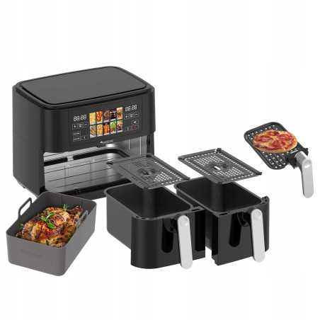 Frytownica beztłuszczowa 9L TurboTronic AIR Fryer 2x4.5L dwie komory metalowe wnętrze 2200w Czarna TT-DAF8
