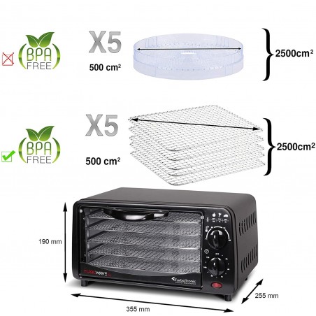 Suszarka do grzybów warzyw owoców TurboTronic DEHYDRATOR 350W poj. 9L Czarny TT-FD9