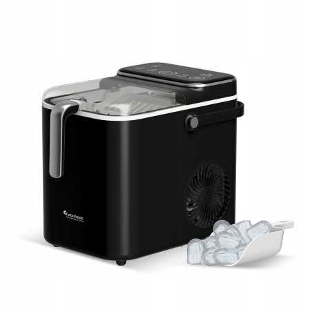 Kostkarka do lodu TurboTronic maszyna do kostek 12kg/24h 6-7min/cykl 1,5L 2 rozmiary ICE Frappe 110W Czarna TT-ICM2