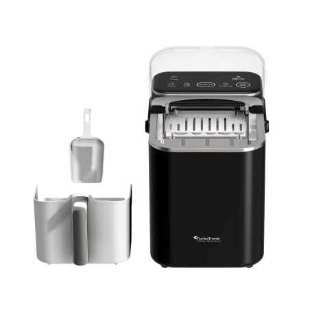 Kostkarka do lodu TurboTronic maszyna do kostek 12kg/24h 6-7min/cykl 1,5L 2 rozmiary ICE Frappe 110W Czarna TT-ICM2