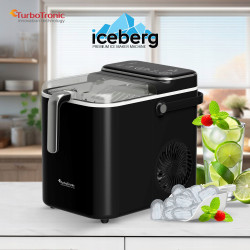 Kostkarka do lodu TurboTronic maszyna do kostek 12kg/24h 6-7min/cykl 1,5L 2 rozmiary ICE Frappe 110W Czarna TT-ICM2
