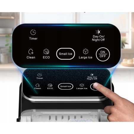 Kostkarka do lodu TurboTronic maszyna do kostek 12kg/24h 6-7min/cykl 1,5L 2 rozmiary ICE Frappe 110W Czarna TT-ICM2
