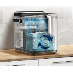 Kostkarka do lodu TurboTronic maszyna do kostek 12kg/24h 6-7min/cykl 1,5L 2 rozmiary ICE Frappe 110W Czarna TT-ICM2