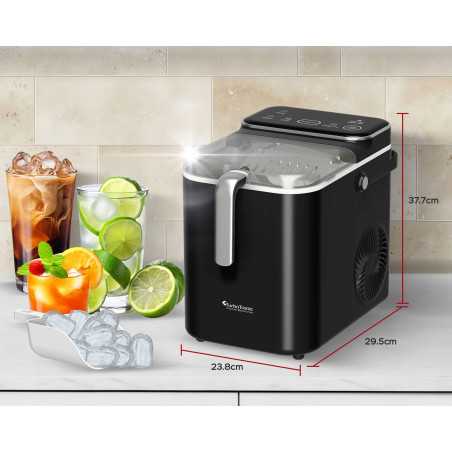 Kostkarka do lodu TurboTronic maszyna do kostek 12kg/24h 6-7min/cykl 1,5L 2 rozmiary ICE Frappe 110W Czarna TT-ICM2