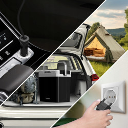 Przenośna lodówka turystyczna TurboTronic do auta z funkcją chłodzenia i grzania kemping 24L 12V lub 220V 40W-58W Czarna TT-EC24