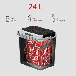 Przenośna lodówka turystyczna TurboTronic do auta z funkcją chłodzenia i grzania kemping 24L 12V lub 220V 40W-58W Czarna TT-EC24