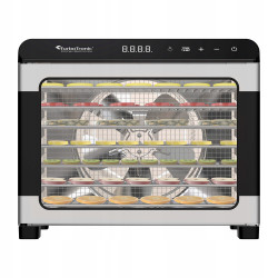 Suszarka spożywcza Pro TurboTronic do grzybów dehydrator temp. 35°c-75°c 7 poziomów timer nierdzewka 675W Srebrna TT-FD55