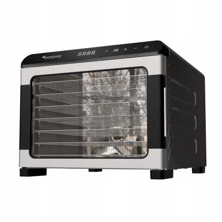 Suszarka spożywcza Pro TurboTronic do grzybów dehydrator temp. 35°c-75°c 7 poziomów timer nierdzewka 675W Srebrna TT-FD55