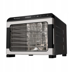 Suszarka spożywcza Pro TurboTronic do grzybów dehydrator temp. 35°c-75°c 7 poziomów timer nierdzewka 675W Srebrna TT-FD55