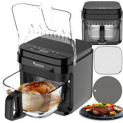 Frytownica beztłuszczowa 5,5L Air Fryer TurboTronic szklany kosz do smażenia 1200W Czarna TT-AFG5