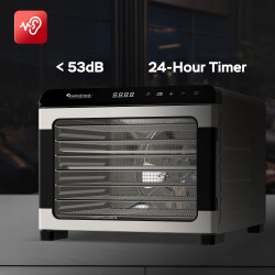 Suszarka spożywcza Pro TurboTronic do grzybów dehydrator temp. 35°c-75°c 7 poziomów timer nierdzewka 675W Srebrna TT-FD55