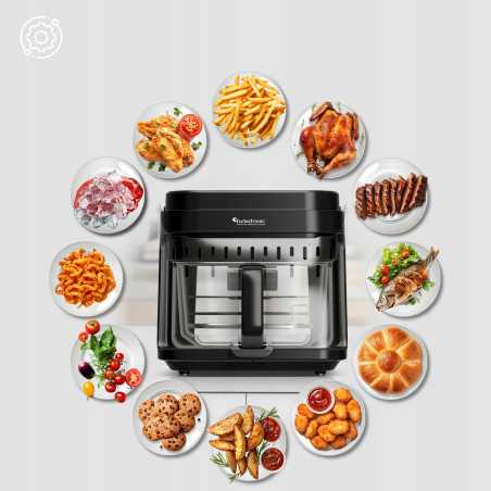 Frytownica beztłuszczowa 5,5L Air Fryer TurboTronic szklany kosz do smażenia 1200W Czarna TT-AFG5