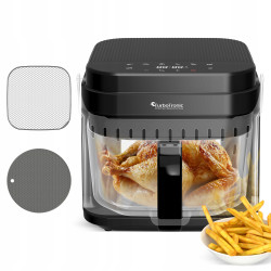 Frytownica beztłuszczowa 5,5L Air Fryer TurboTronic szklany kosz do smażenia 1200W Czarna TT-AFG5
