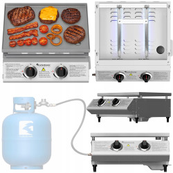 Płyta Grill gazowy TurboTronic płaski stołowy do burgerów stek stal nierdzewna 3mm Pro 6,3 kw Srebrny TT-BBQ6