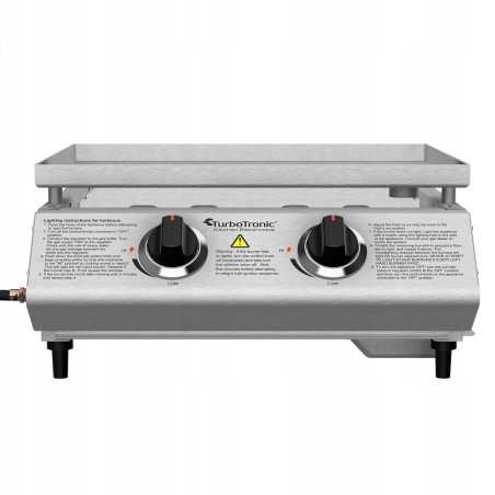 Płyta Grill gazowy TurboTronic płaski stołowy do burgerów stek stal nierdzewna 3mm Pro 6,3 kw Srebrny TT-BBQ6