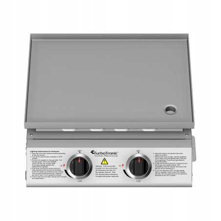 Płyta Grill gazowy TurboTronic płaski stołowy do burgerów stek stal nierdzewna 3mm Pro 6,3 kw Srebrny TT-BBQ6