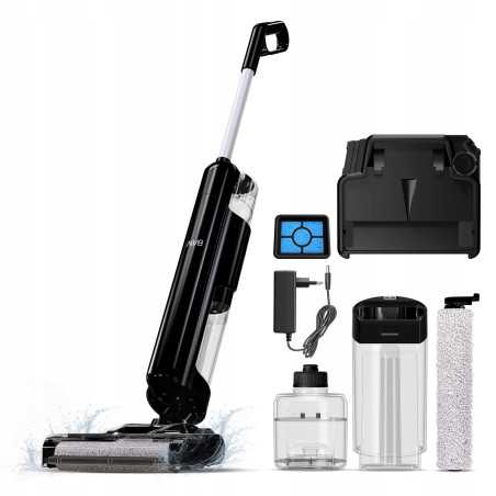 Odkuracz pionowy TurboTronic 3w1 mop bioniczny do podłóg odkurza myje mopuje na mokro ze szczotką akumulatorowy 180w Czarny T...