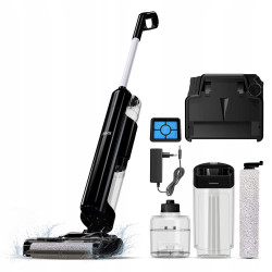 Odkuracz pionowy TurboTronic 3w1 mop bioniczny do podłóg odkurza myje mopuje na mokro ze szczotką akumulatorowy 180w Czarny T...