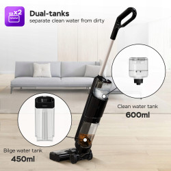 Odkuracz pionowy TurboTronic 3w1 mop bioniczny do podłóg odkurza myje mopuje na mokro ze szczotką akumulatorowy 180w Czarny T...