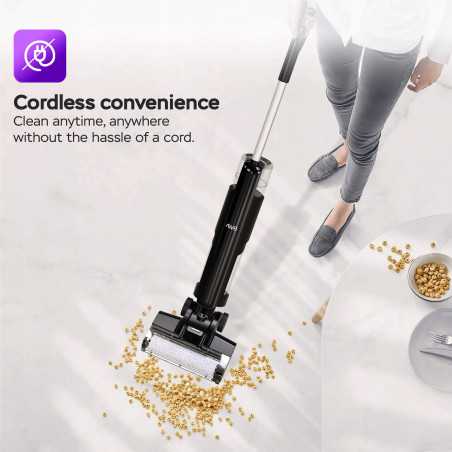 Odkuracz pionowy TurboTronic 3w1 mop bioniczny do podłóg odkurza myje mopuje na mokro ze szczotką akumulatorowy 180w Czarny T...