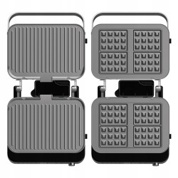 Elektryczny Grill gofrownica TurboTronic 230°c składany opiekacz toster panini 2000w Czarno Srebrny TT-CG1W